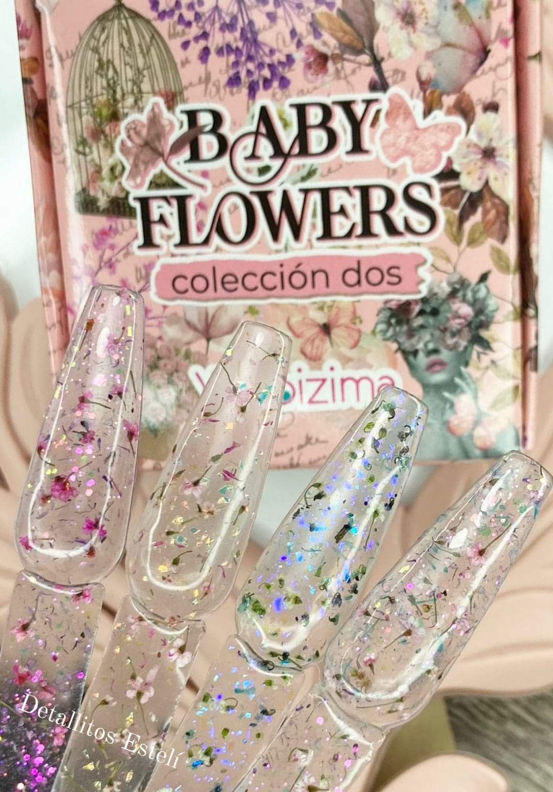 Acrílico wapizima colección  baby flower 2  4 pzas