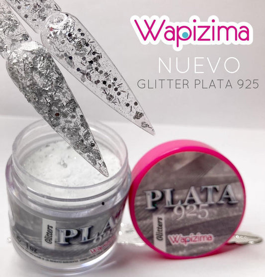 Acrílico wapizima Glitter PLata 925 1 onza